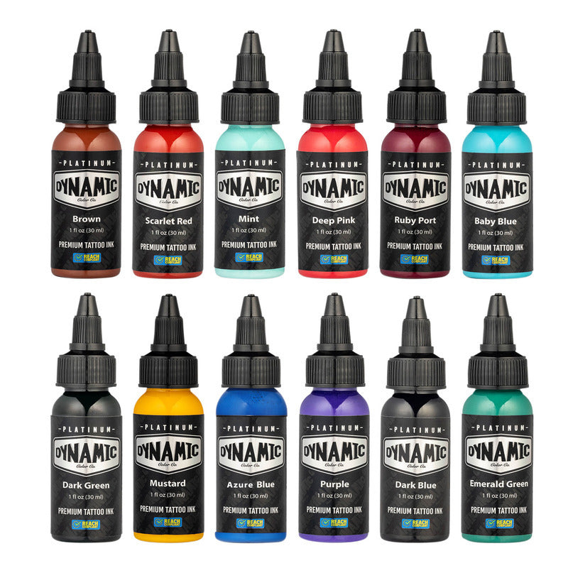 Dynamic Platinum Fantasy 1oz 12 Bottle Color Set | Professional Tat