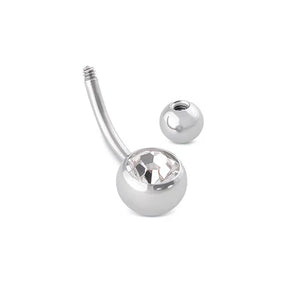 14G Bauchnabelpiercing mit doppeltem Schmuckstein