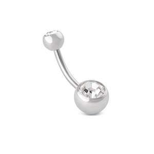14G Bauchnabelpiercing mit doppeltem Schmuckstein