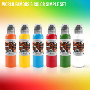 World Famous Set Sample 6 Color  Tattoo Ink 1 oz