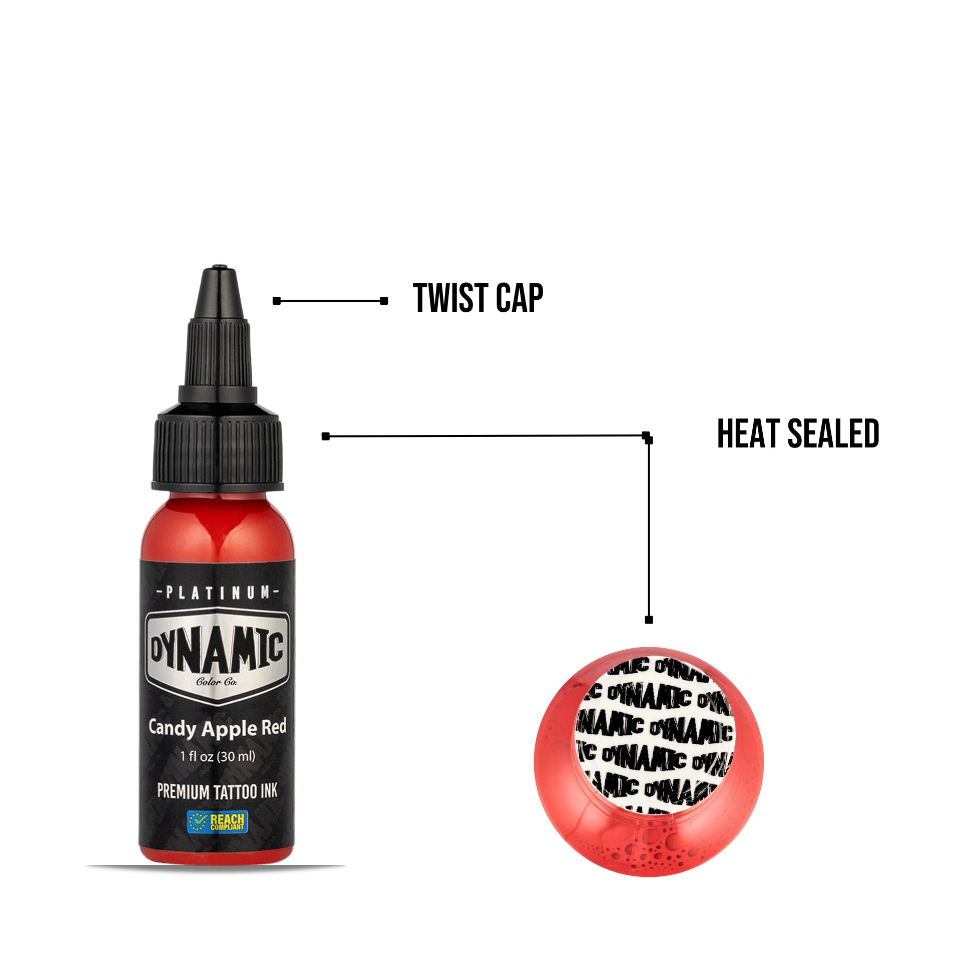 Dynamic Platinum Tattoo Ink Candy Apple Red - 1oz Bottle