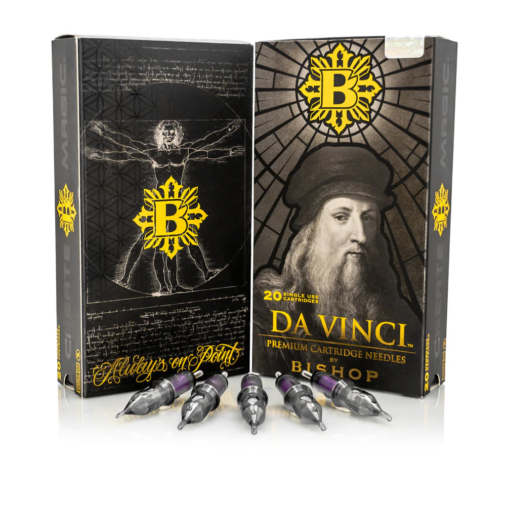 Bishop DaVinci Premium Tattoo Cartridge Needle Round Shader 20 Count Box