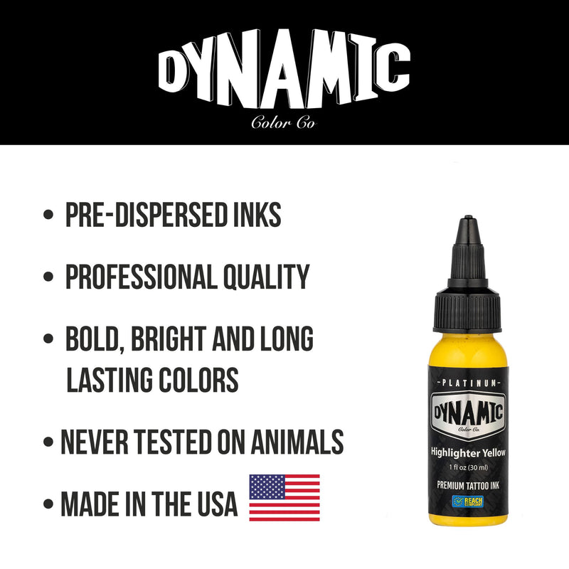 Highlighter Yellow Dynamic Platinum Tattoo Ink - 1oz Bottle