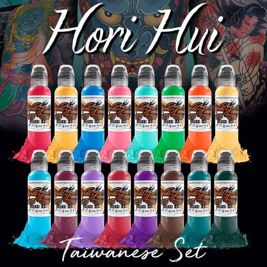 World Famous Set Hori Hui 16 1oz Tattoo Ink
