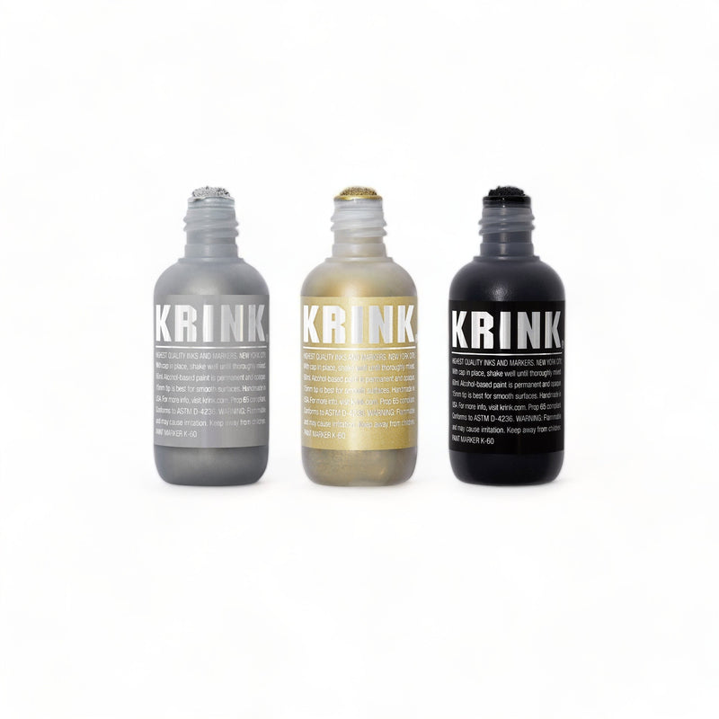 KRINK K-60 3 Pack (Black, Silver, Gold) Paint Marker Set