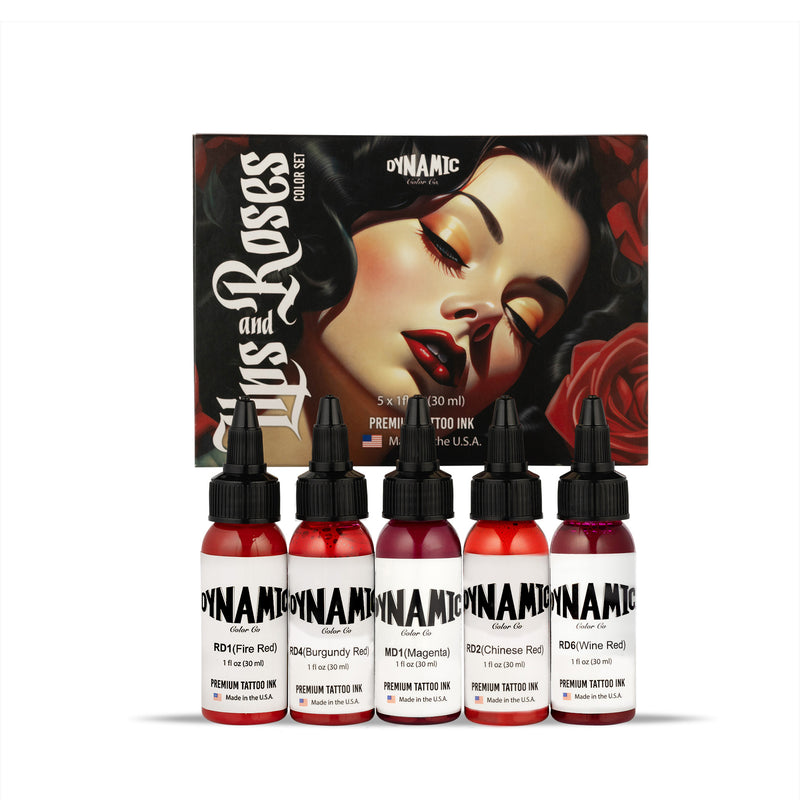 Dynamic Tattoo Ink Lips and Roses 1oz Color Set