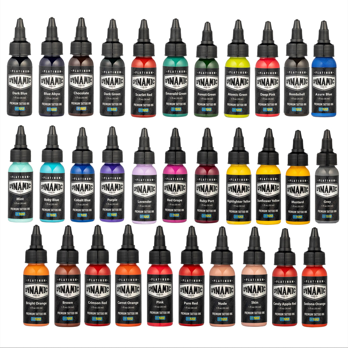 Galvanograph Ink Color Dynamic Platinum Master Collection Tattoo Ink 32 Color Set - 1 oz.