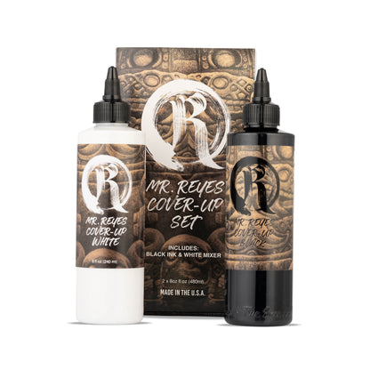 Mr. Reyes Cover-Up Ink Set – 2 Bottle Kit (8oz Black & 8oz White)