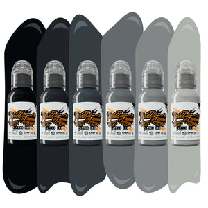World Famous Monochromatic 4 oz. Tattoo Ink Set