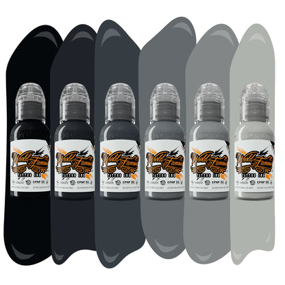 World Famous Monochromatic 4 oz. Tattoo Ink Set