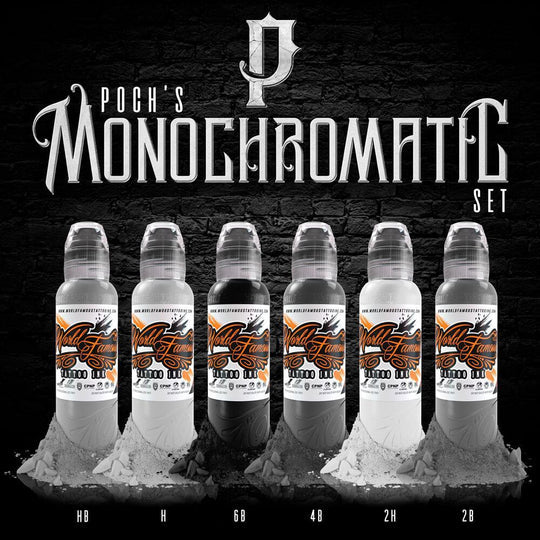 World Famous Set Poch Monocromatic Tattoo Ink 1oz