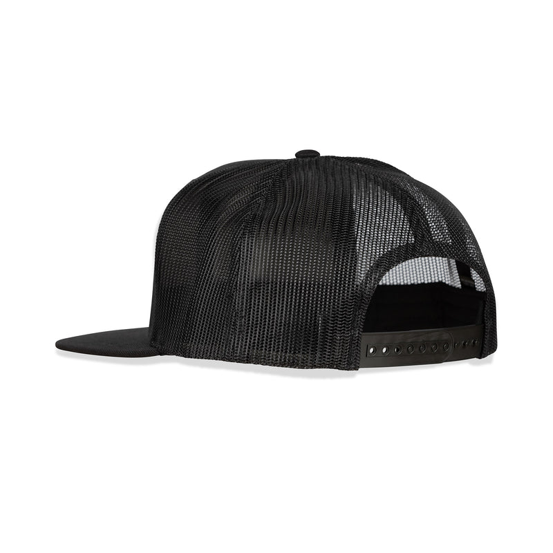 Gorra de camionero dinámica / Negro y negro / Parche bordado