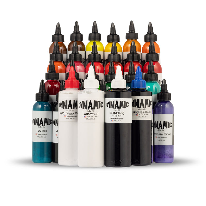 Conjunto de cores de tinta para tatuagem da Master Collection - garrafas de 4 onças e 8 onças