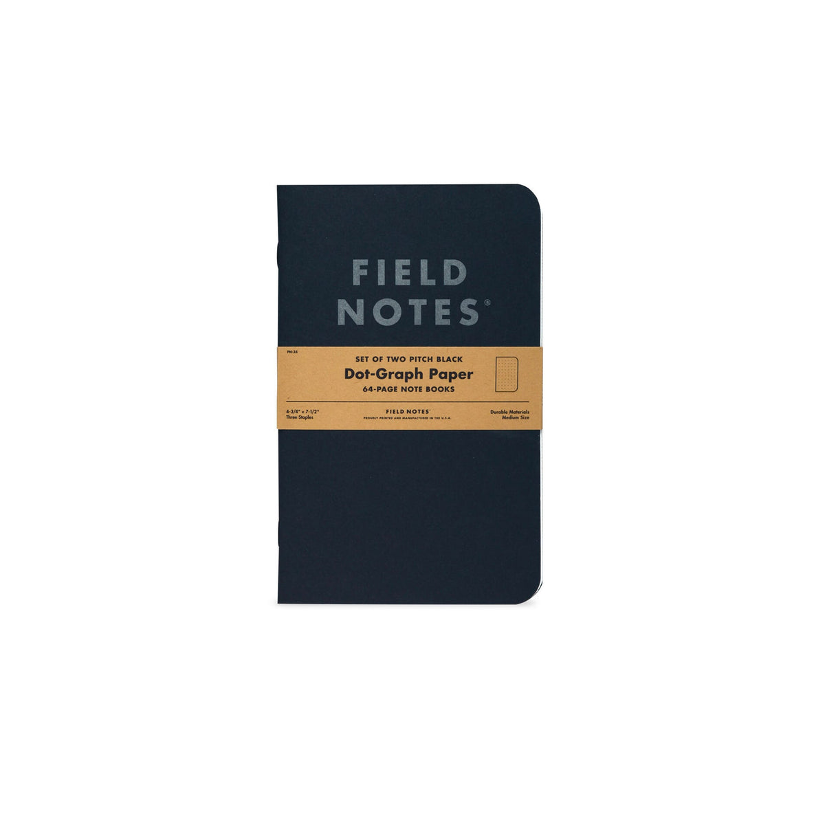 Field Notes Graphpad Field Notes Pitch Black Note Book - Dot-Graph Paper 2-Pack