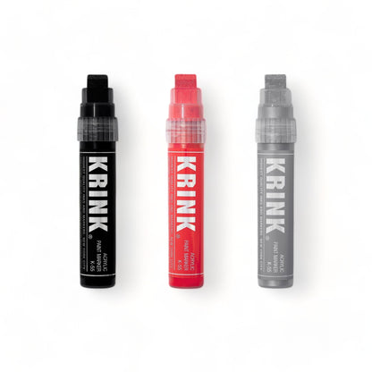 KRINK K-55 3 Pack (Black, Silver, Red) Paint Marker Set