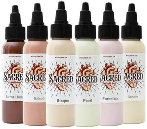 Sacred Tattoo Ink Fleshtones 6-Color Set - 1oz