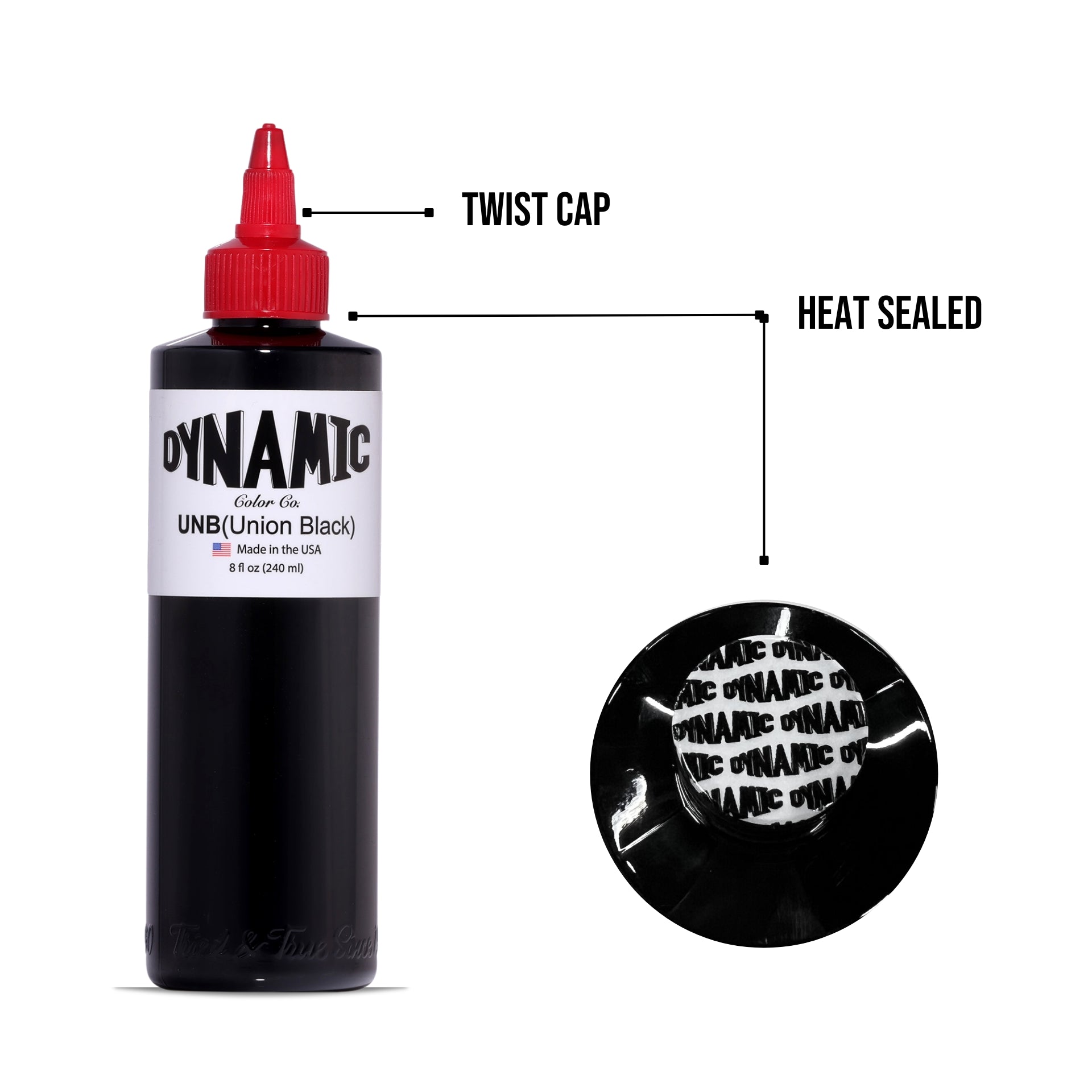 Dynamic Union Black Tattoo Ink - Ultra Smooth 8 oz. Ink Bottle