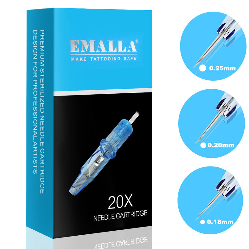 Emalla Round Liner Tattoo Cartridge Needles 20 Count Box