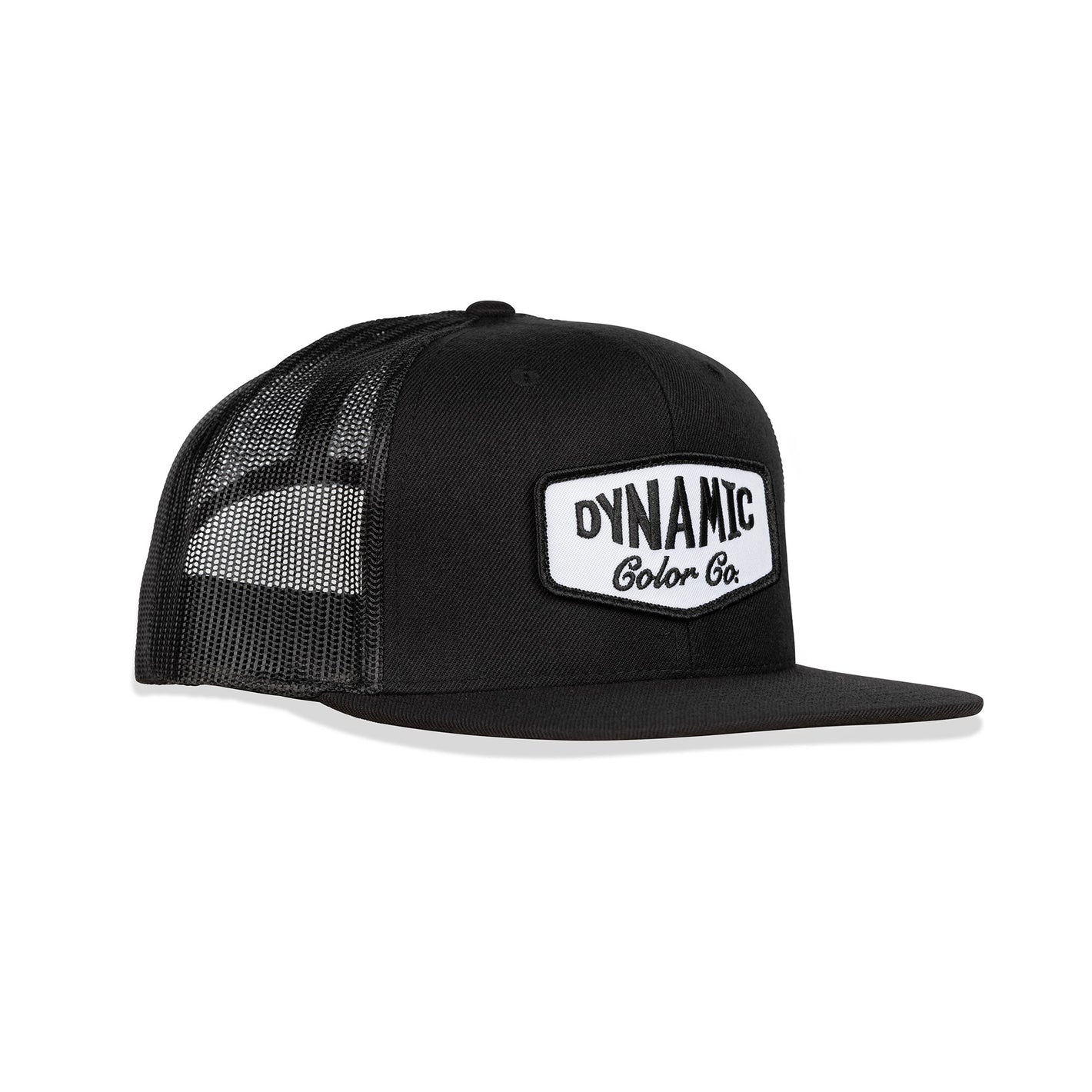 Dynamic Trucker Hat / Black & Black / Embroidered Patch