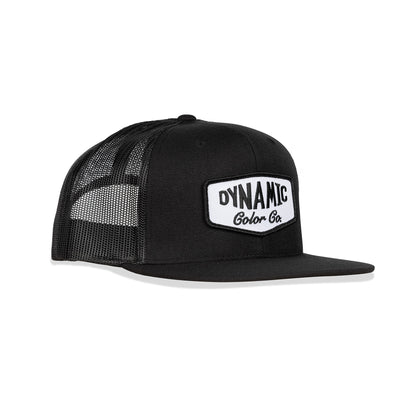 Dynamic Trucker Hat / Black & Black / Embroidered Patch