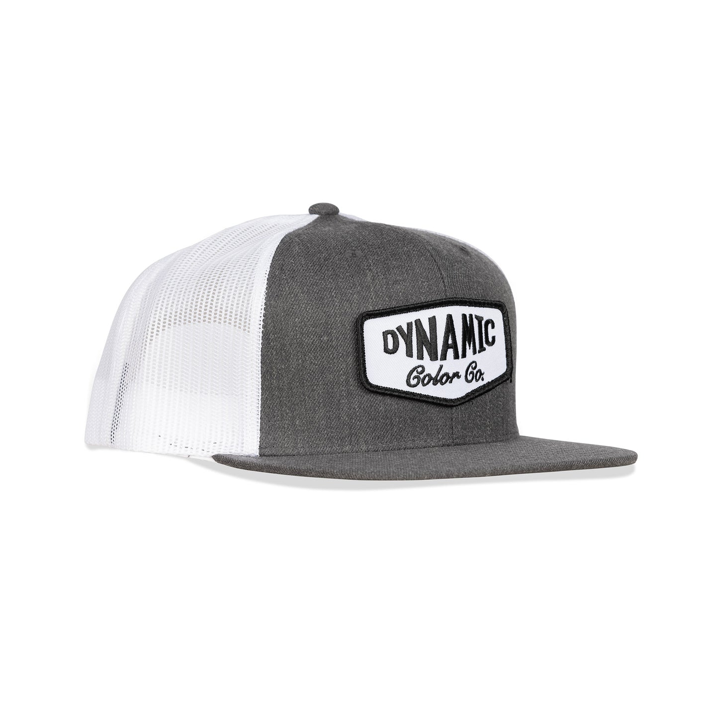 Dynamic Trucker Hat / Grey & White / Embroidered Patch