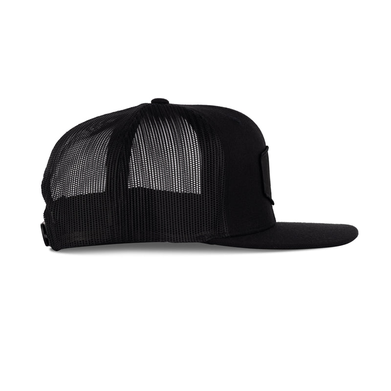 Gorra de camionero dinámica / Negro y negro / Parche bordado